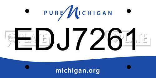 EDJ7261 Michigan License Plate