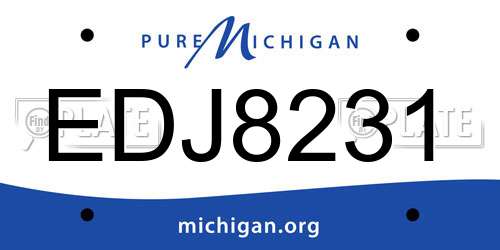 EDJ8231 Michigan License Plate