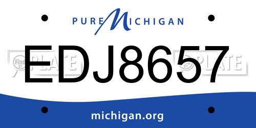 EDJ8657 Michigan License Plate