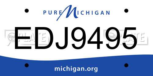 EDJ9495 Michigan License Plate
