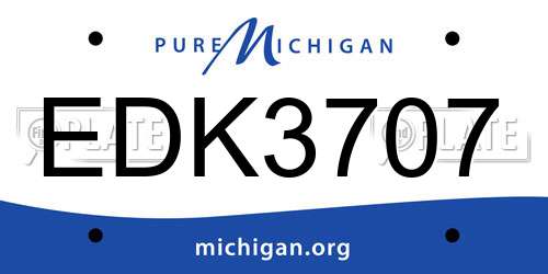 EDK3707 Michigan License Plate
