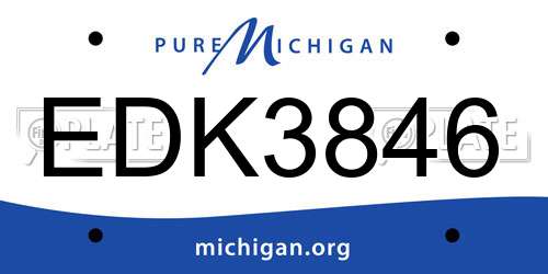 EDK3846 Michigan License Plate