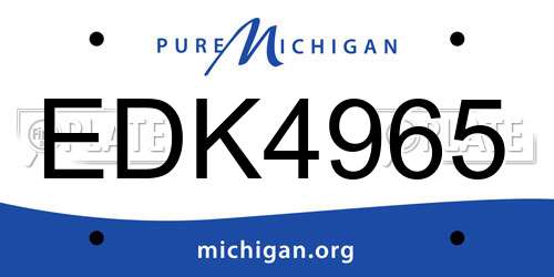 EDK4965 Michigan License Plate