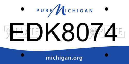 EDK8074 Michigan License Plate