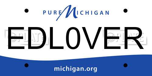 EDL0VER Michigan License Plate