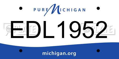 EDL1952 Michigan License Plate