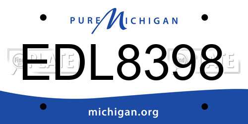 EDL8398 Michigan License Plate