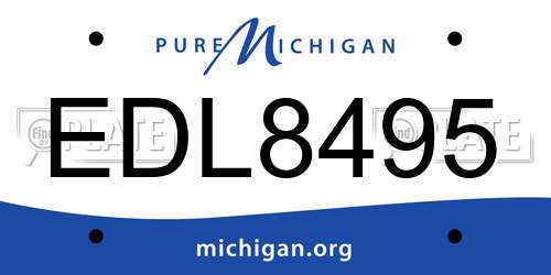 EDL8495 Michigan License Plate
