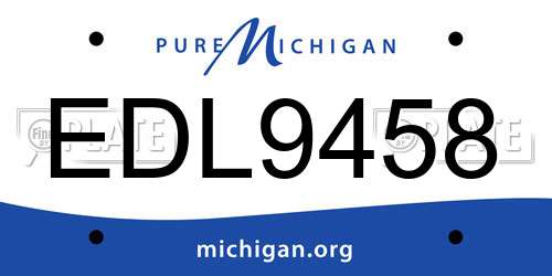 EDL9458 Michigan License Plate