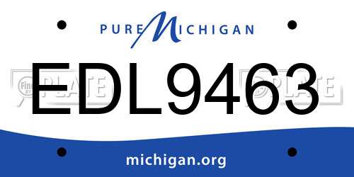 EDL9463 Michigan License Plate