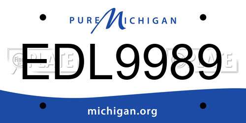 EDL9989 Michigan License Plate