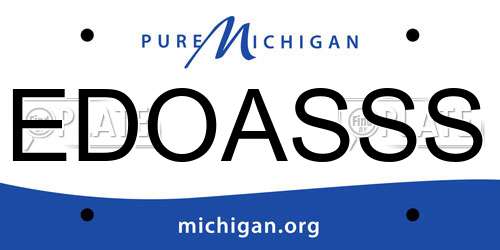 EDOASSS Michigan License Plate