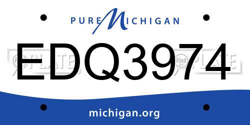 EDQ3974 Michigan License Plate