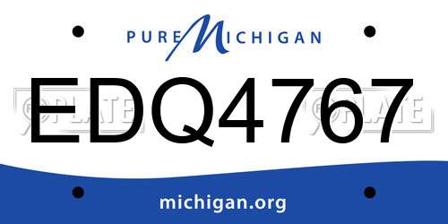 EDQ4767 Michigan License Plate
