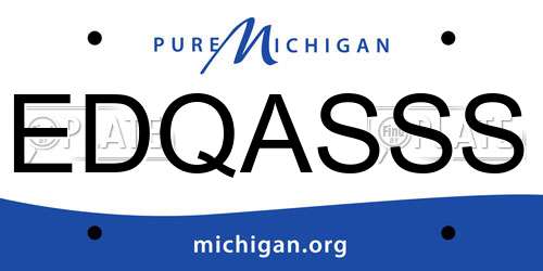 EDQASSS Michigan License Plate