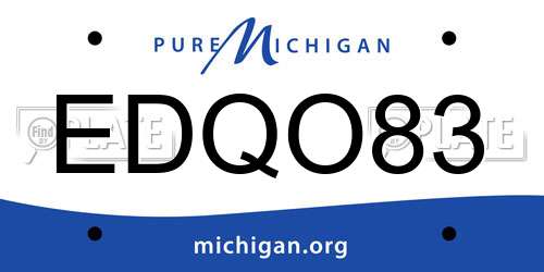 EDQO83 Michigan License Plate
