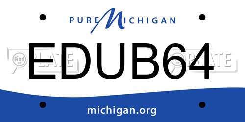 EDUB64 Michigan License Plate