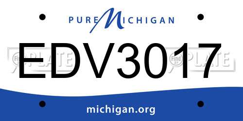 EDV3017 Michigan License Plate