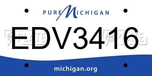 EDV3416 Michigan License Plate