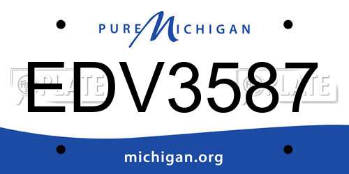 EDV3587 Michigan License Plate