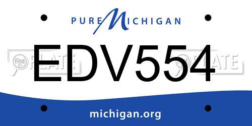 EDV554 Michigan License Plate