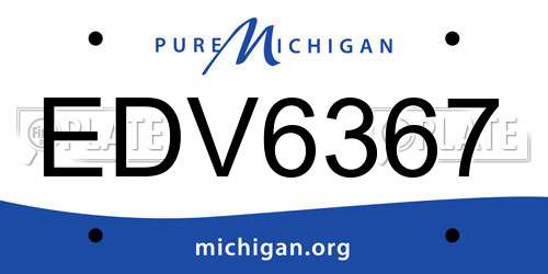 EDV6367 Michigan License Plate