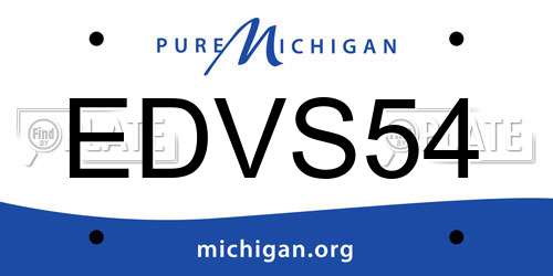 EDVS54 Michigan License Plate