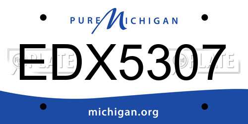 EDX5307 Michigan License Plate