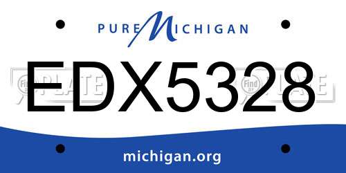 EDX5328 Michigan License Plate