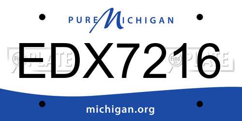 EDX7216 Michigan License Plate