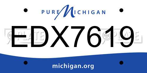EDX7619 Michigan License Plate