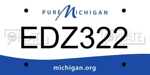 EDZ322 Michigan License Plate