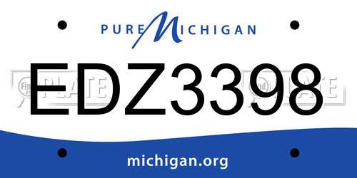 EDZ3398 Michigan License Plate