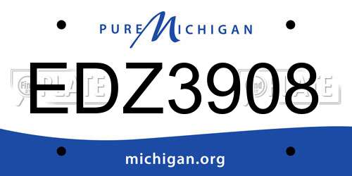 EDZ3908 Michigan License Plate