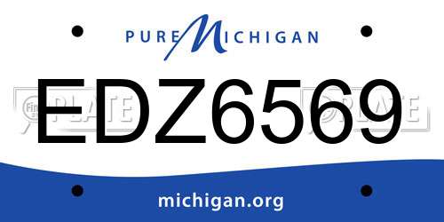 EDZ6569 Michigan License Plate