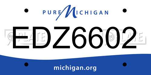 EDZ6602 Michigan License Plate