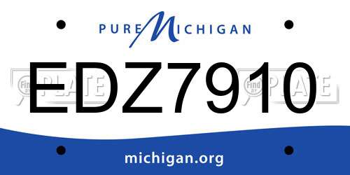 EDZ7910 Michigan License Plate