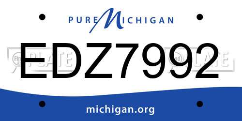 EDZ7992 Michigan License Plate