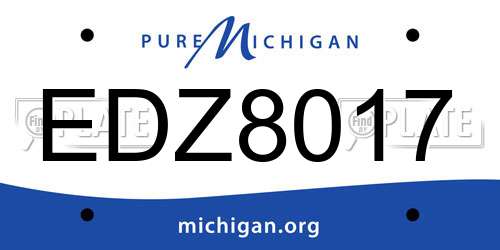 EDZ8017 Michigan License Plate