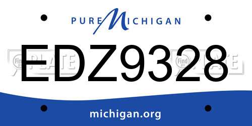 EDZ9328 Michigan License Plate