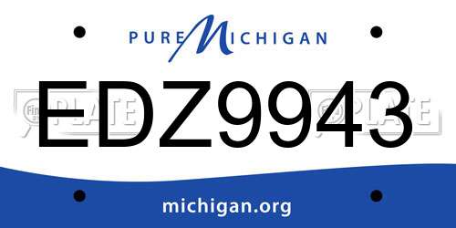 EDZ9943 Michigan License Plate