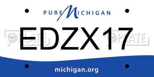 EDZX17 Michigan License Plate