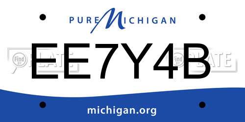 EE7Y4B Michigan License Plate