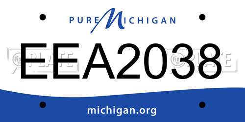 EEA2038 Michigan License Plate