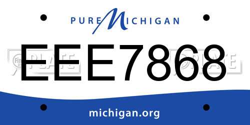 EEE7868 Michigan License Plate