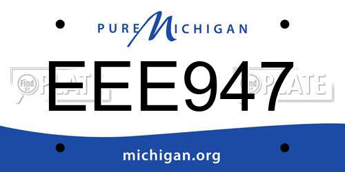 EEE947 Michigan License Plate