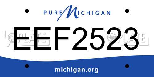 EEF2523 Michigan License Plate