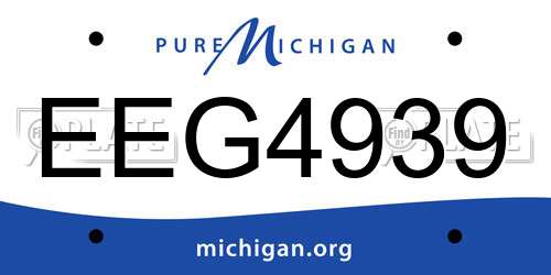 EEG4939 Michigan License Plate