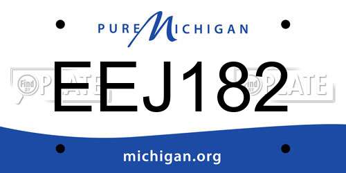 EEJ182 Michigan License Plate