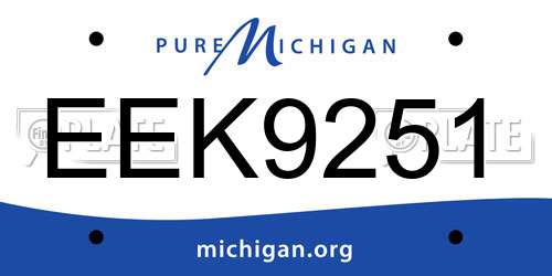 EEK9251 Michigan License Plate